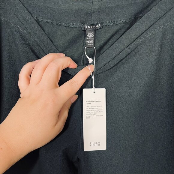 NWT Eileen Fisher Stretch Slim Ankle Pant in Dark Green "Ivy" Size XL - Picture 2 of 8
